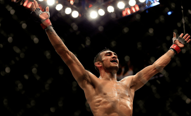 Tony "El Cucuy" Ferguson celebrates