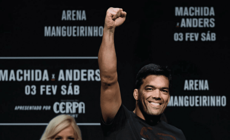 Lyoto Machida celebrates a victory over Eryk Anders