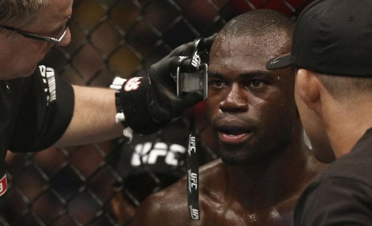 Uriah Hall in between rounds in the UFC