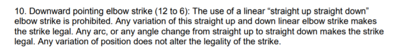 12-6 elbows are defined as an illegal foul in the Unified Rules of 2017 for MMA