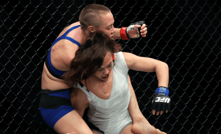 Rose Namajunas takes Michelle Waterson's back