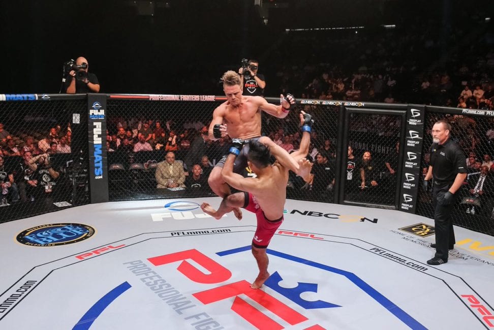 Chris Wade gets some air during Professional Fighters League 5