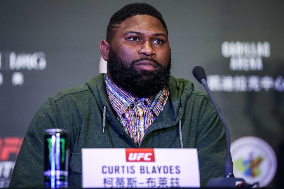 UFC fighter Curtis Blaydes looks during UFC Fight Night Beijing On-Sale press conference
