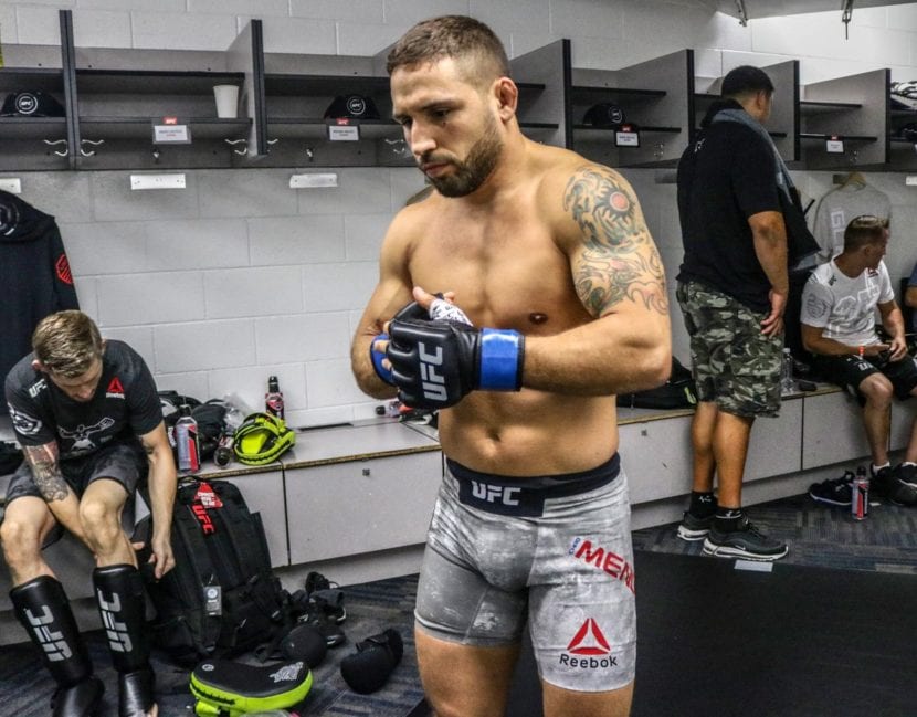 Chad Mendes waits backstage before fighting Myles Jury at UFC Boise