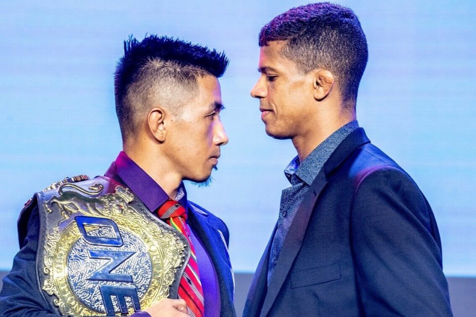 Geje Eustaquio and Adriano Moraes stare down before ONE Championship bout