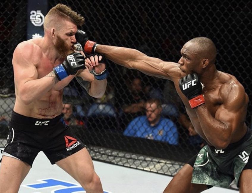 Kamaru Usman connects with a stiff jab