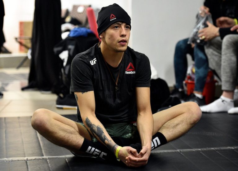 Brandon Moreno backstage before his rematch with Alexandre Pantoja