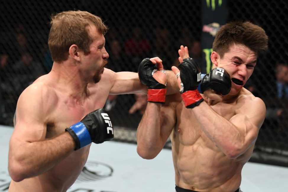 Donald Cerrone crushes Alexander Hernandez with a left punch at UFC Fight Night 143 in Brooklyn
