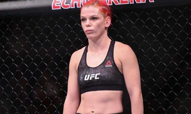 Gillian Robertson stares down her opponent before UFC fight