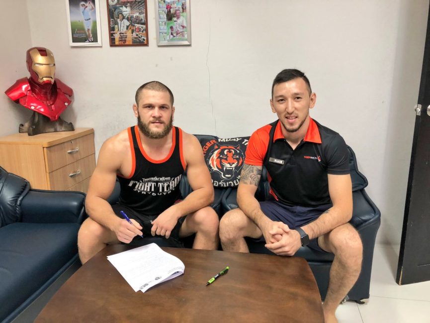 Rafael Fiziev has joined the UFC. Pictured here with Sayat Abdrakhmanov