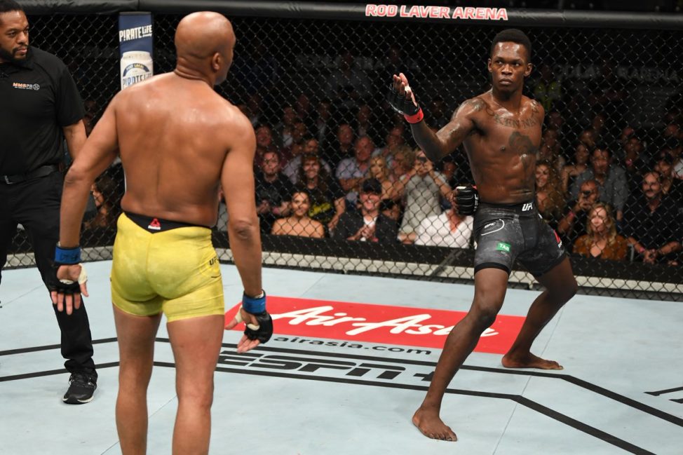 Israel Adesanya taunts Anderson Silva at UFC 234 in Melbourne, Australia