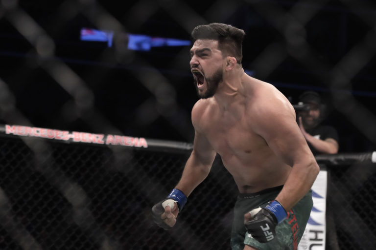 Kelvin Gastelum celebrates during the UFC Fight Night