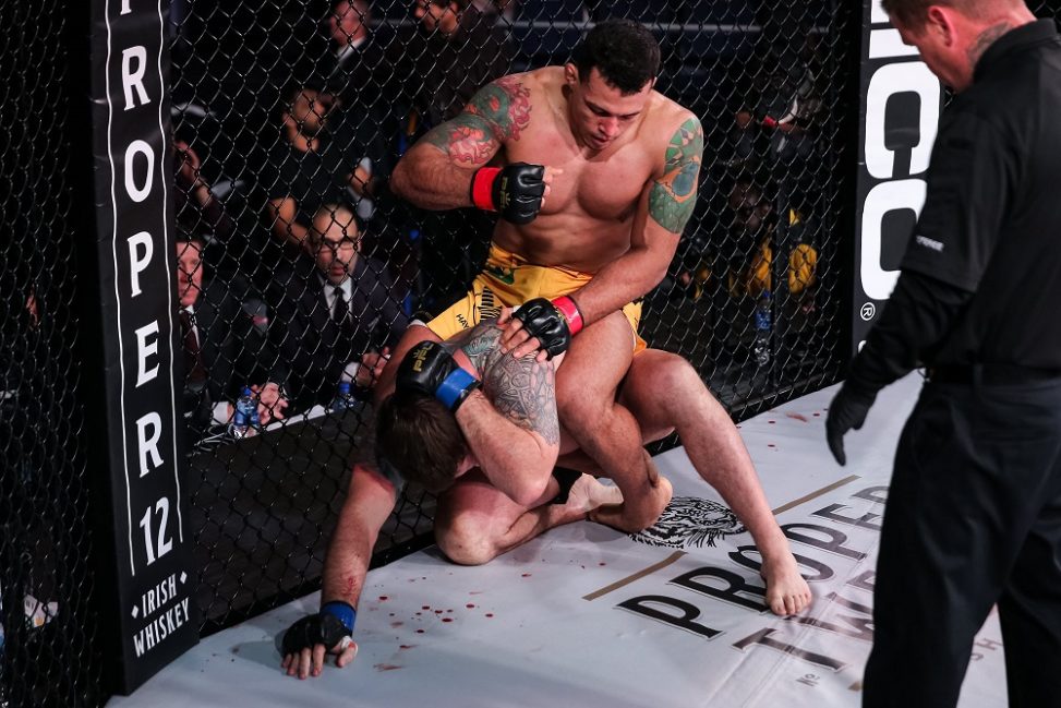 Vinny Magalhaes rains down some shots from the back of Sean O'Connell at PFL Championship