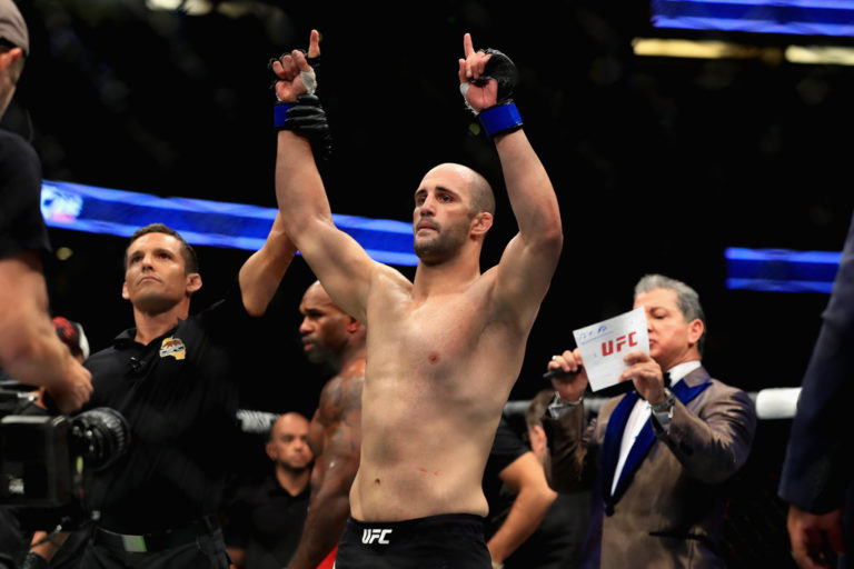 Volkan Oezdemir of Switzerland reacts to defeating Jimmy Manuwa