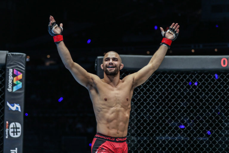 Garry Tonon inside the ONE Championship cage against Sung Jong Lee