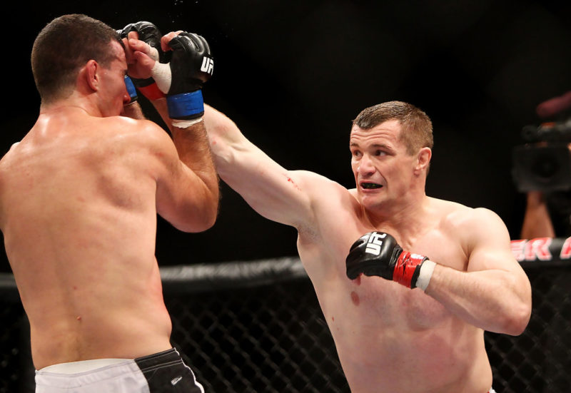 UFC fighter Anthony Perosh (L) battles UFC fighter Mirko Cro Cop