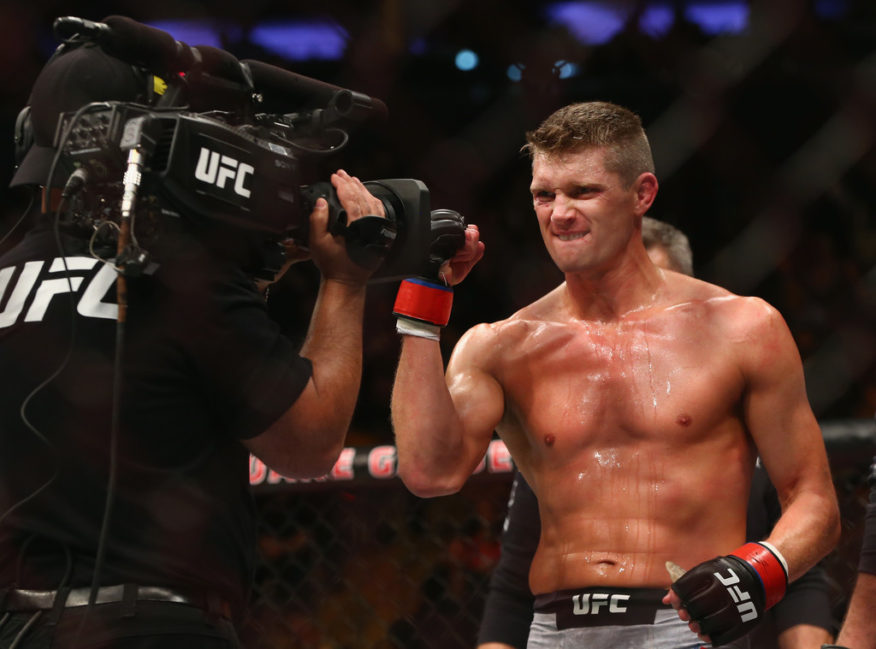 Stephen Thompson reacts during his welterweight bout against Jorge Masvidal