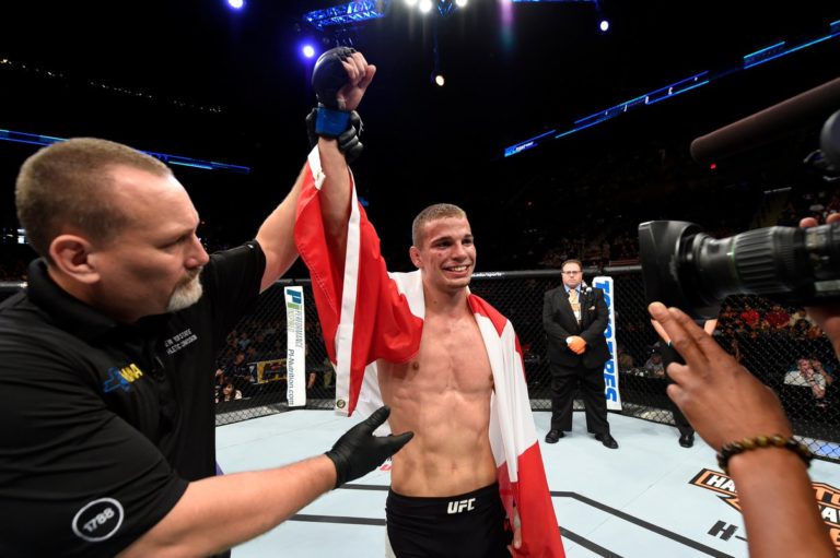Jeremy Kennedy has his hand raised after a win at UFC Long Island