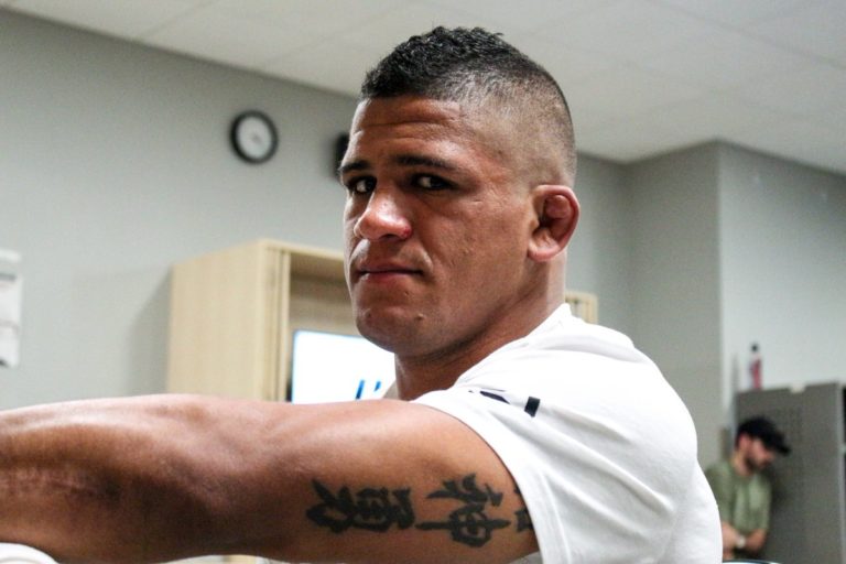 Gilbert Burns wraps his hands before fighting in the UFC