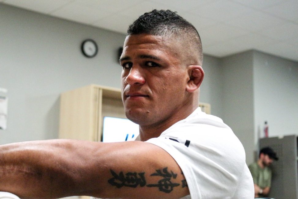 Gilbert Burns wraps his hands before fighting in the UFC