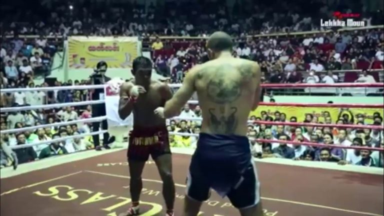 Dave Leduc and Tun Tun Min engage in a classic lethwei fight