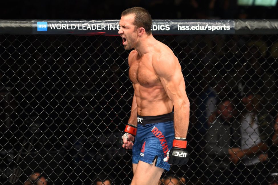 Luke Rockhold readies himself inside the UFC cage