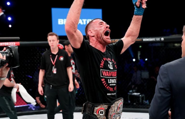 Rafael Lovato Jr. celebrates after Bellator London