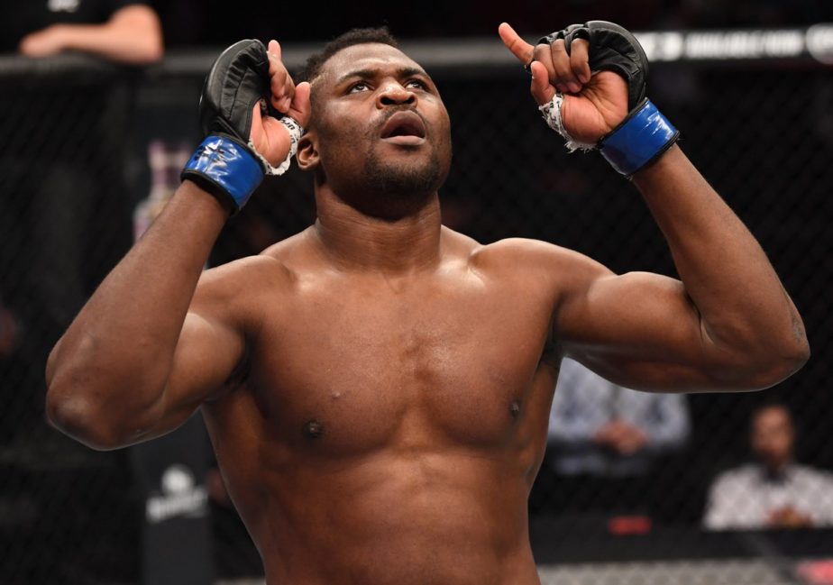 Francis Ngannou after securing a UFC victory