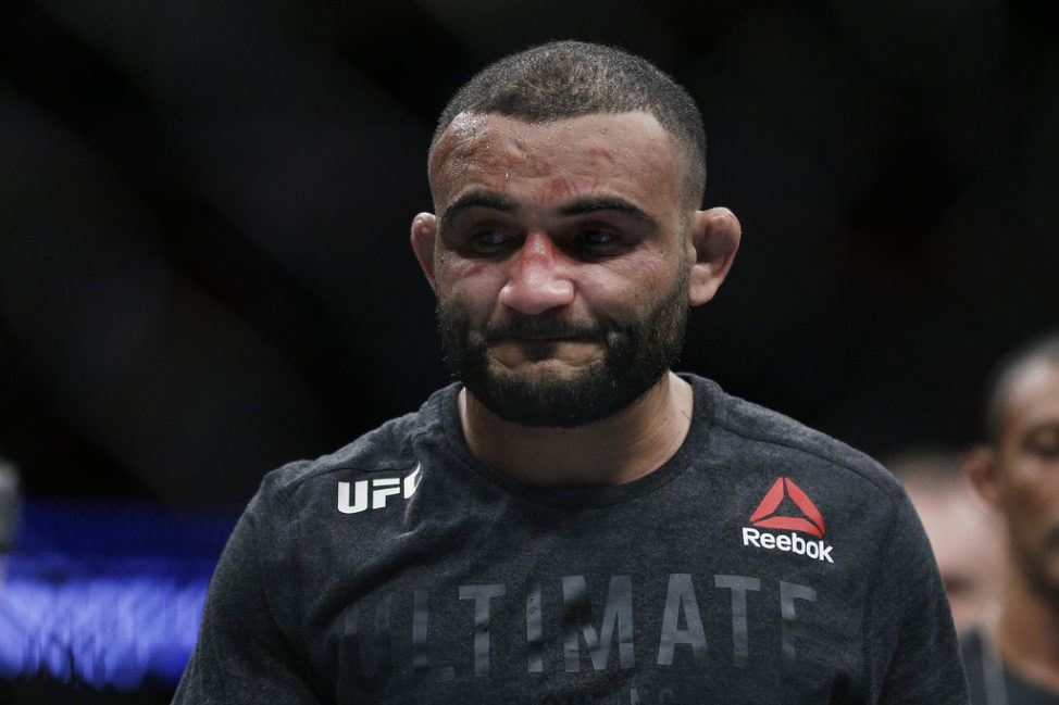 John Lineker of Brazil reacts after losing to Cory Sandhagen during their bantamweight bout at UFC Fight Night