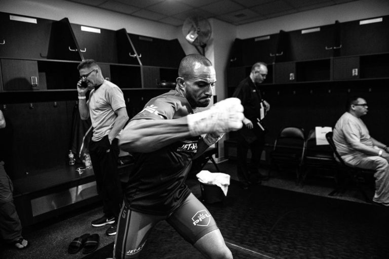 Nate Andrews backstage before his PFL bout