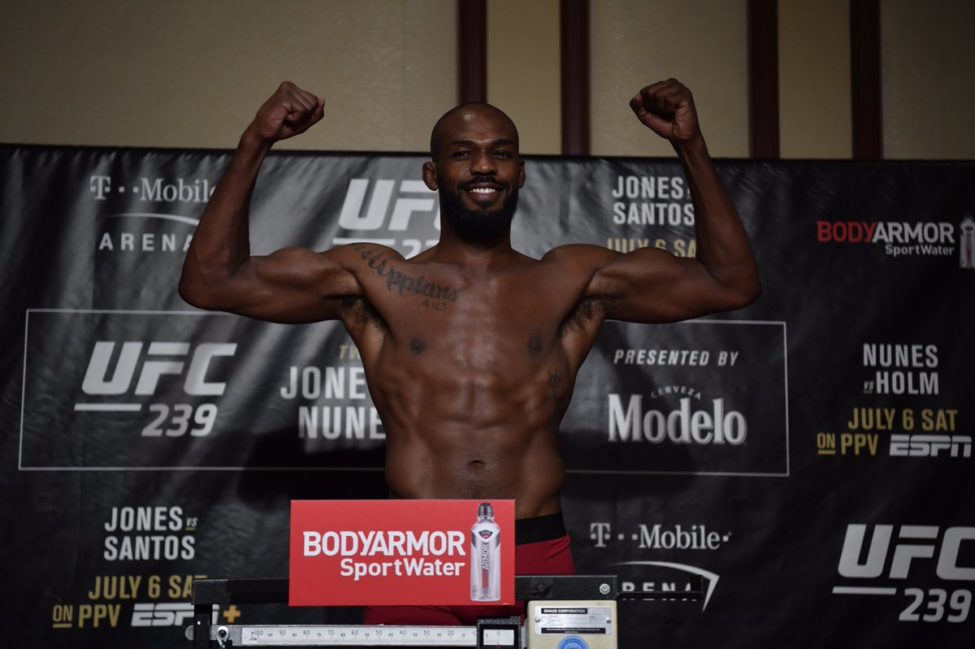 Jon Jones weighs in for UFC 239
