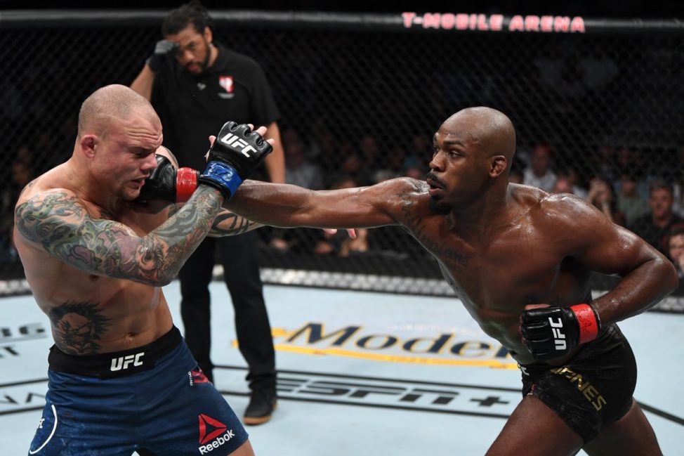 Jon Jones strikes Anthony Smith