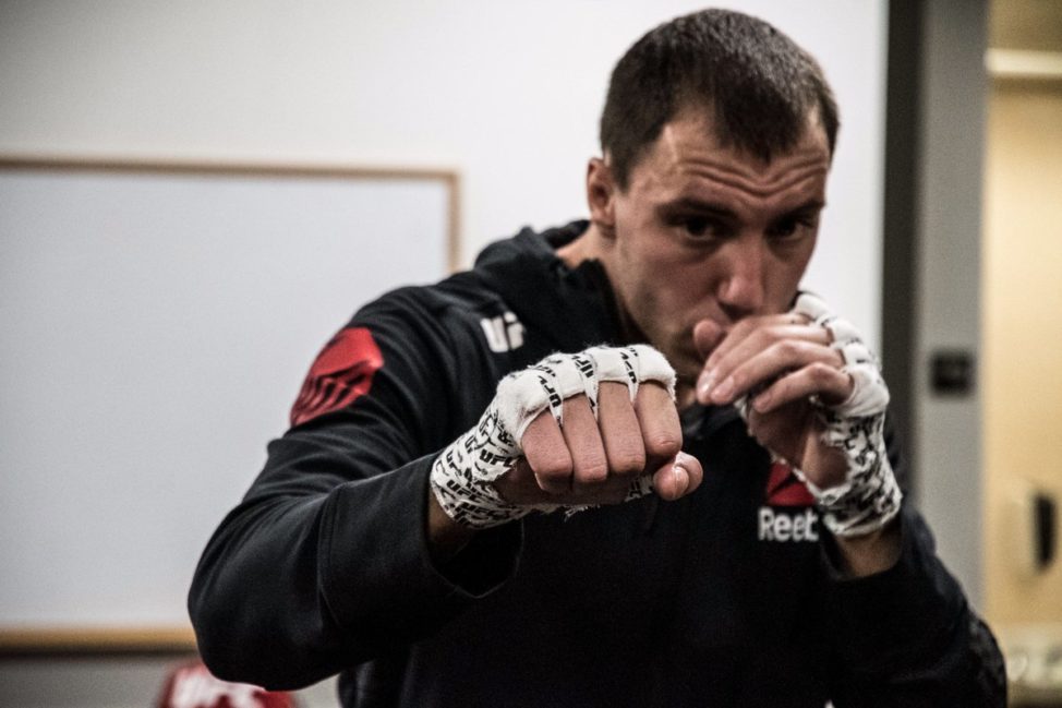 James Vick warms up backstage before his UFC bout