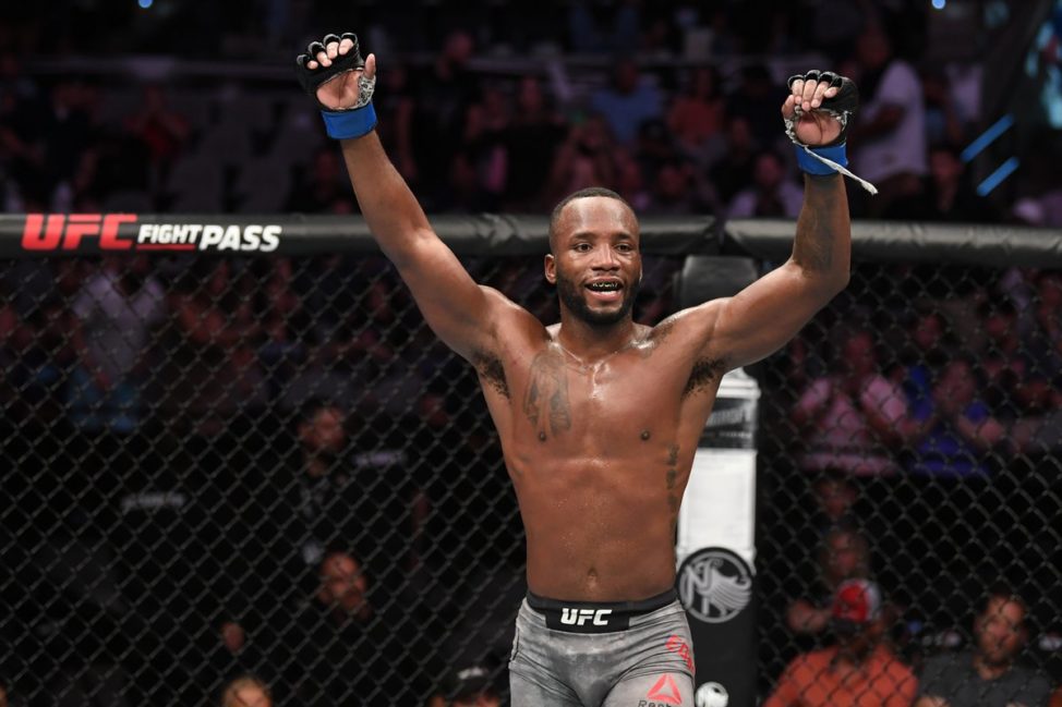 Leon Edwards celebrate his win against Rafael dos Anjos at UFC on ESPN 4
