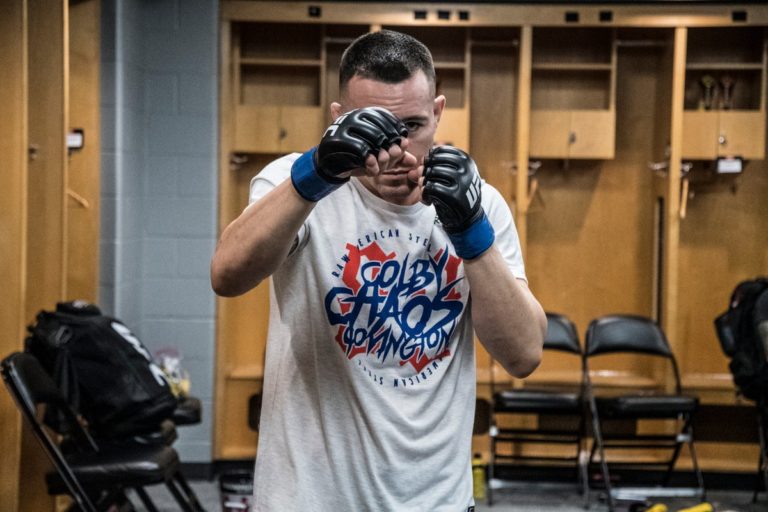 Colby Covington warms up backstage before his UFC fight
