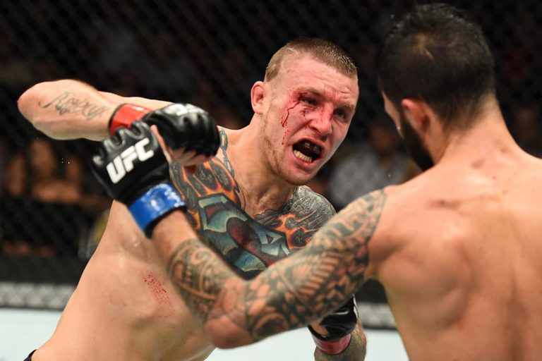 Steven Peterson throws a right hand in the UFC