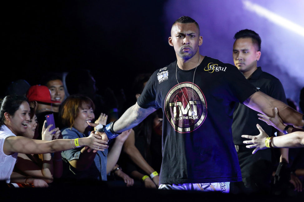 Chi Lewis Parry of England enters the ring during his fight against Alan Ngalani