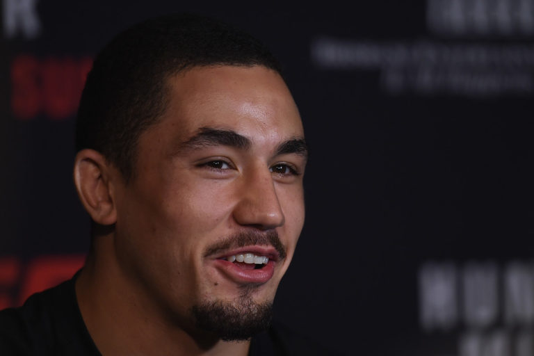 UFC middleweight contender Robert Whittaker speaks to media during the Ultimate Media Day on March 18