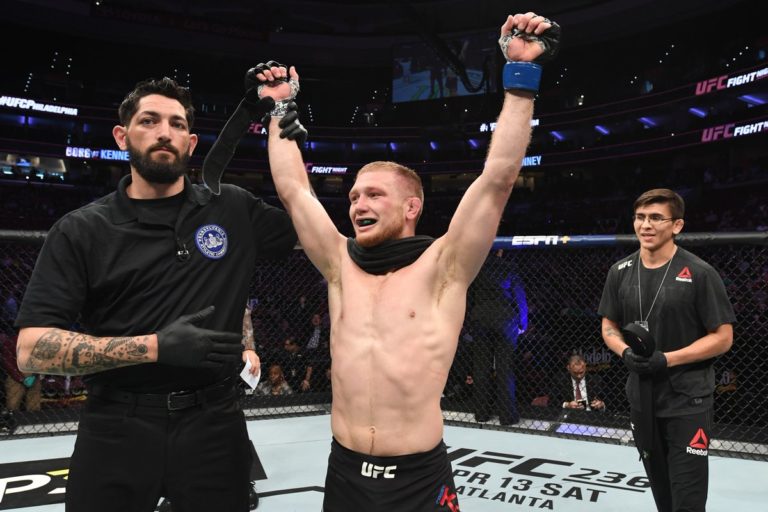 Casey Kenney celebrates after defeating Ray Borg at UFC on ESPN 2