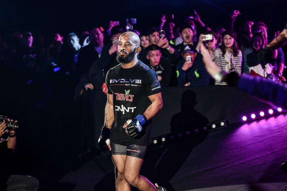 Demetrious Johnson makes his walk to the ONE Championship cage in Tokyo
