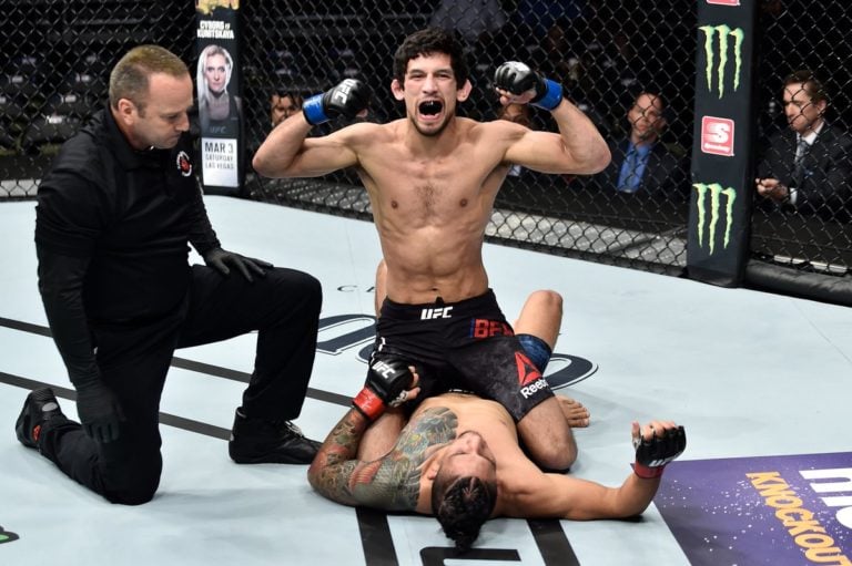 Manny Bermudez celebrates after picking up a UFC victory