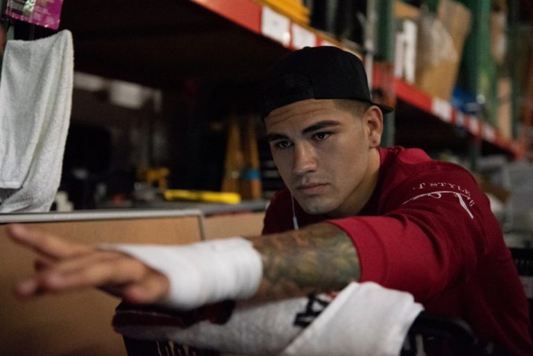 Anthony Hernandez has his hands wrapped backstage before UFC debut