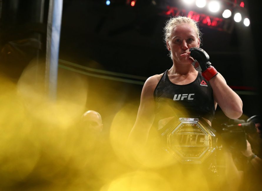 Valentina Shevchenko after capturing the UFC women's flyweight title