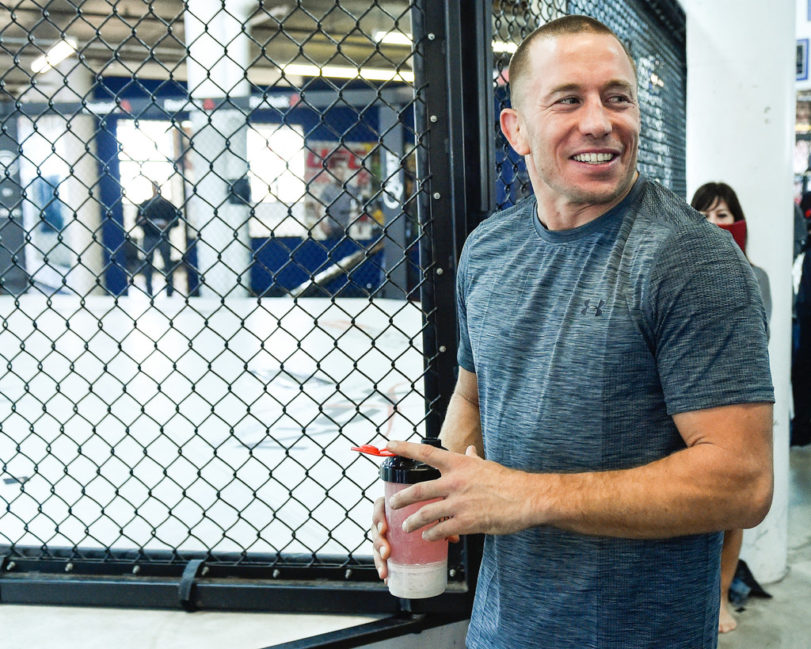 Georges St-Pierre holds an open training during the UFC Media Day at Tristar Gym