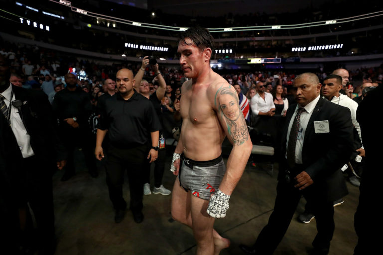 Darren Till leaves after his loss to Tyron Woodley in the UFC Welterweight Title bout during UFC 228