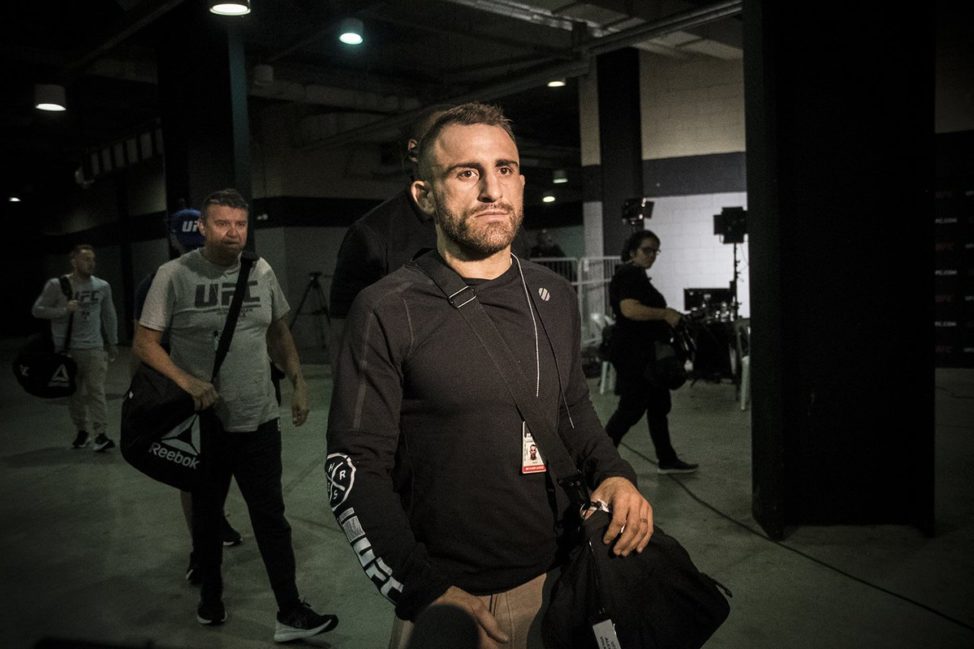Alex Volkanovski makes his walk to the UFC Octagon in Brazil