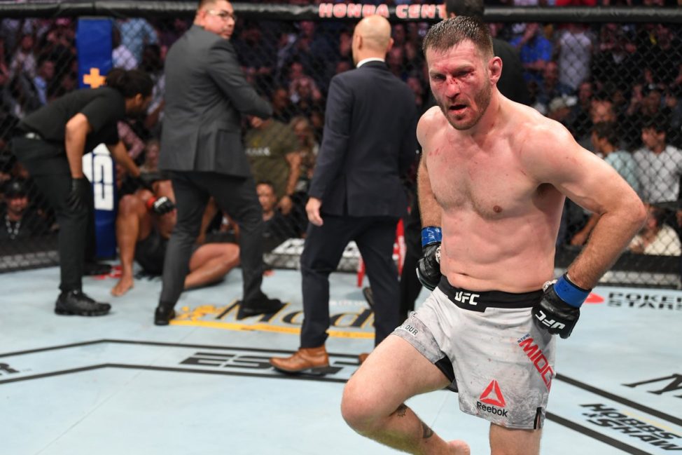 Stipe Miocic dances after knocking out Daniel Cormier to capture the UFC Heavyweight Championship