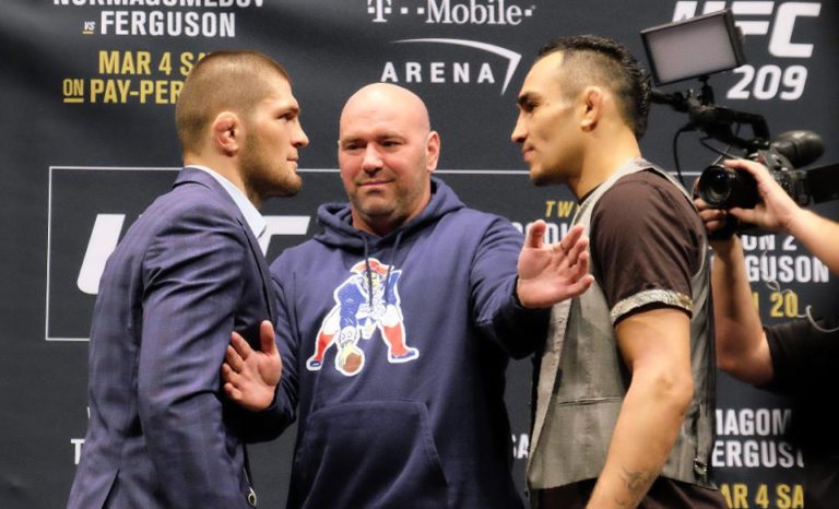 Khabib Nurmagomedov and Tony Ferguson staredown
