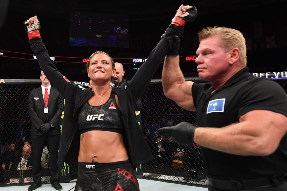 Ashley Yoder celebrates her UFC victory