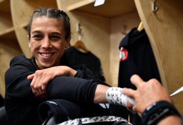 Joanna Jedrzejczyk backstage before competing in the UFC